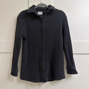 Mate the Label organic waffle long sleeve shirt in Black, size small